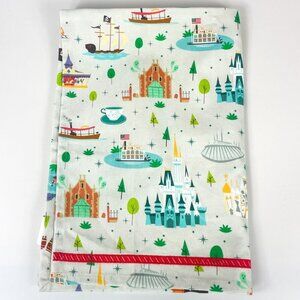 Disney World 50th Anniversary Cotton Tea Towel Featuring Magic Kingdom Park Attr